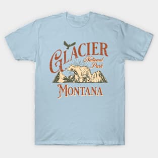 Glacier Montana National Park Retro distressed Vintage Design T-Shirt